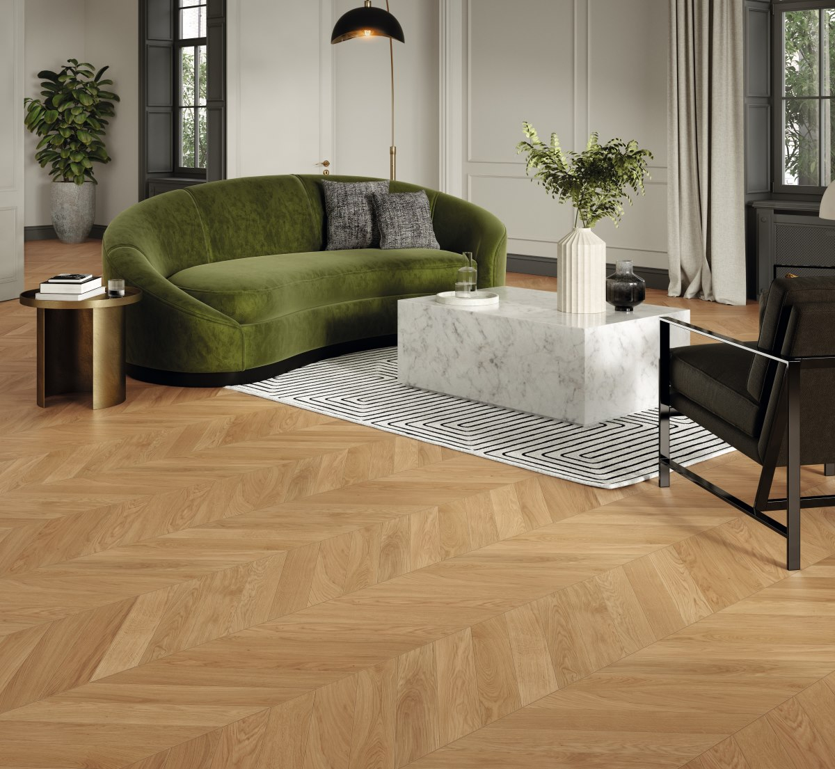 Prancūziškos eglutės medinės grindys Parador Chevron Oak Natur 1748484