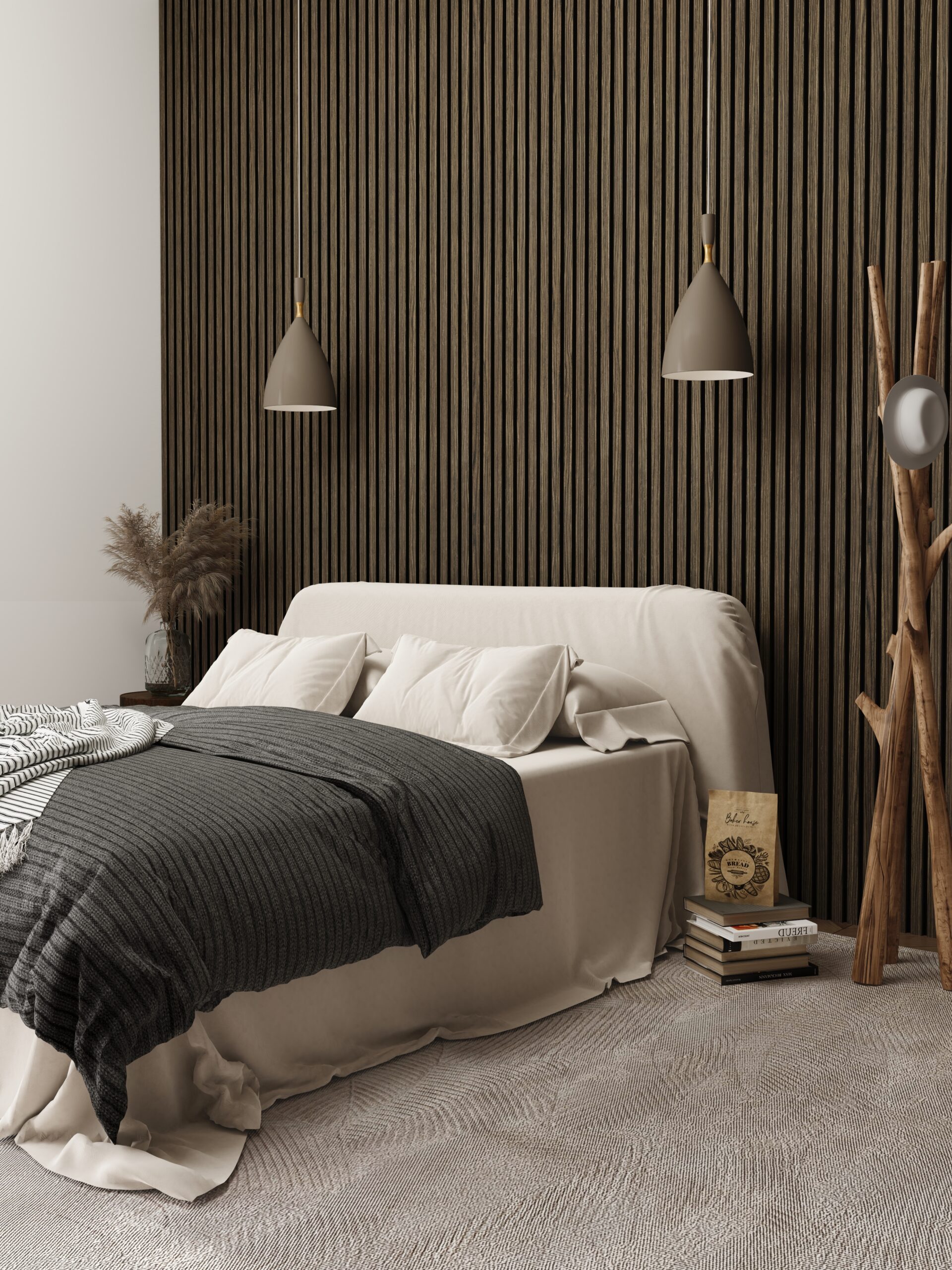 Akustinė plokštė su medžio lukšto padengimu – Degintas riešutas 7143 - Image 2