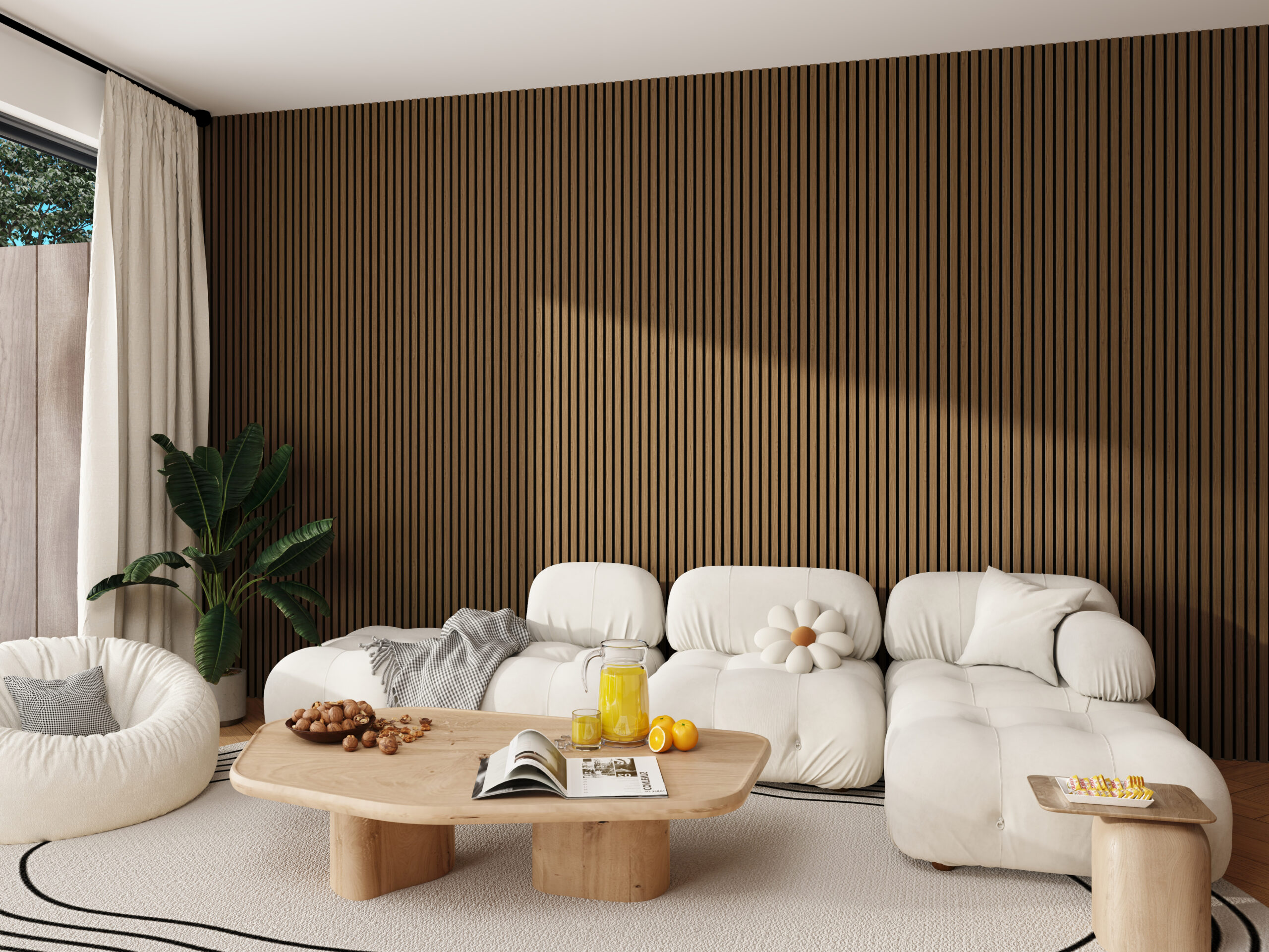 Akustinė plokštė su medžio lukšto padengimu – Riešutas - Image 2