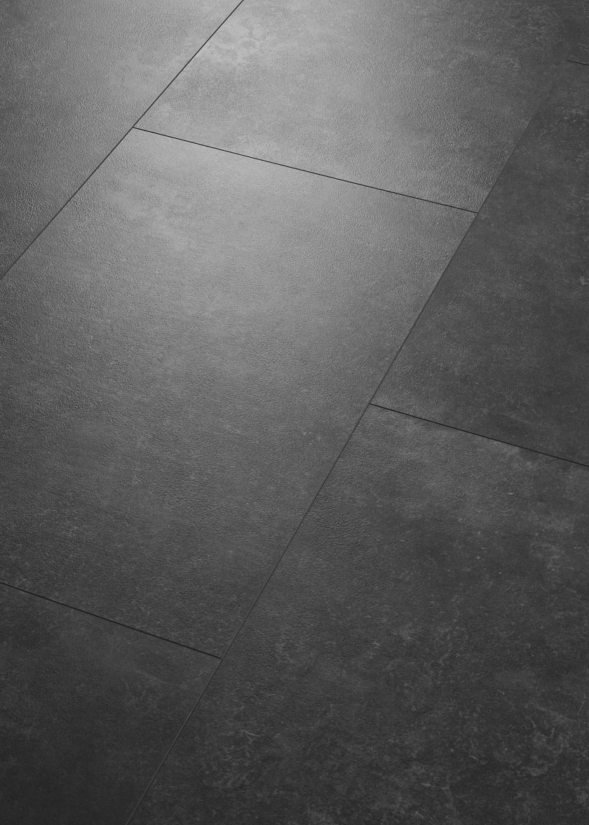 COREtec vinilinės grindys plytelių formatu tamsiai pilkos spalvos