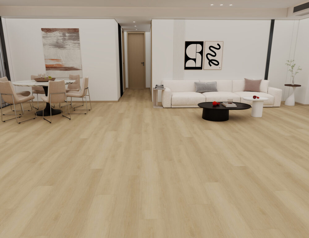 Vinilinė grindų danga natūralaus šviesaus ąžuolo spalvos lentos raštu Sand Oak (34 atsparumo klasė)